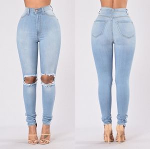 Fashion Nova Ribbed Knee High Waisted Jeans 3/4